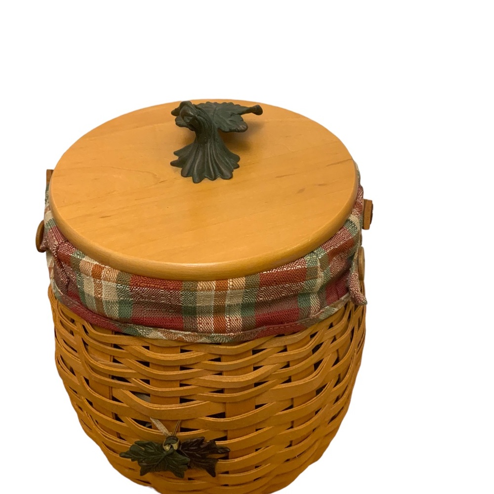 Longaberger 2000 October Fields Pumpkin Lidded Basket with Liner - Picture 6 of 7